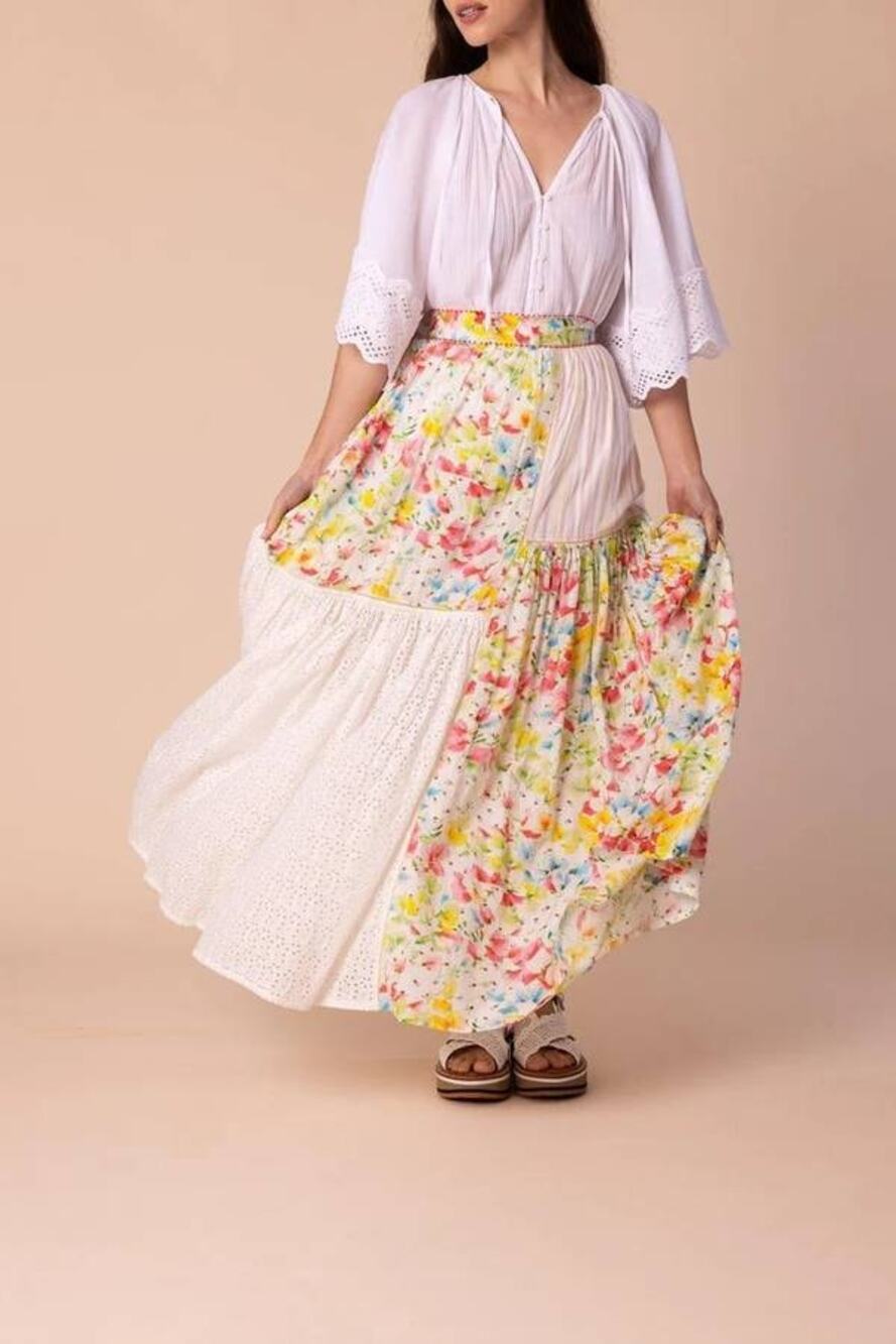 byTiMo Patchwork Maxi Skirt in  Bright Flowers L